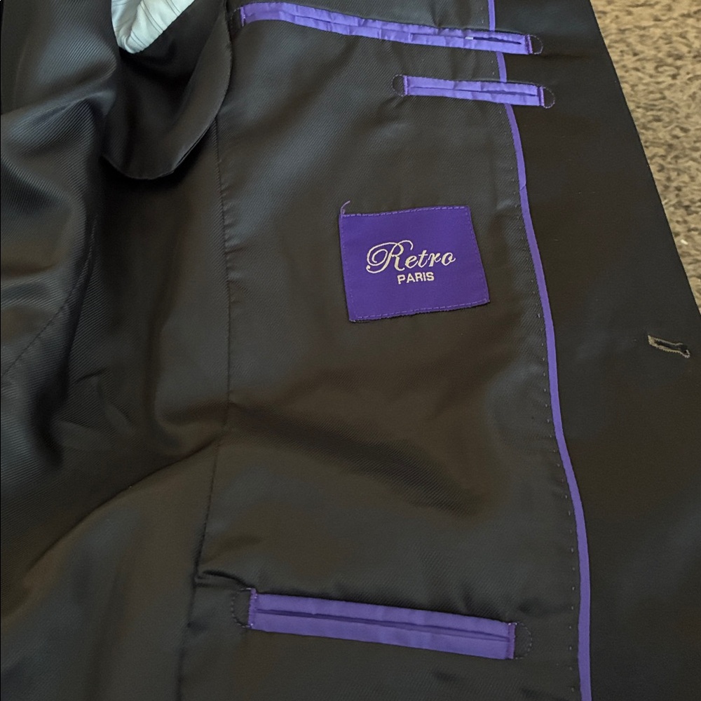 Men’s Blazer Retro Paris Gold Black Jacket SZ 38 NWOT - Picture 7 of 7